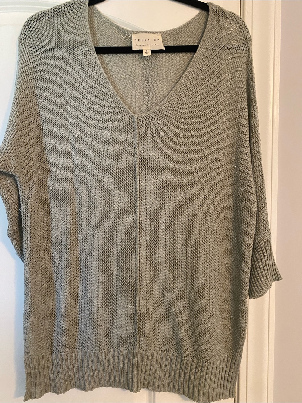 DRESS UP Sage Green V-Neck Knit Sweater